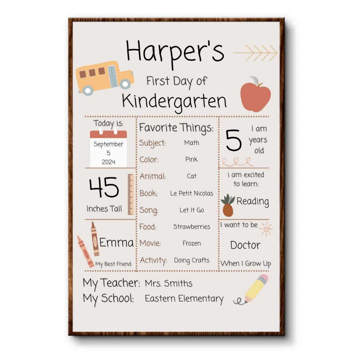Back To School Sign - Personalized Vertical Poster - Back To School Gift For Student Kids, Son, Daughter
