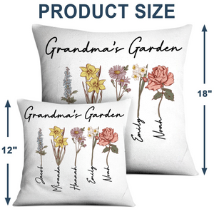 Custom Grandma's Garden Pillow, Personalized Birth Month Flowers Pillow, Grandmas Garden Pillow with Grandkids, Gift for Grandma, Christmas Gift