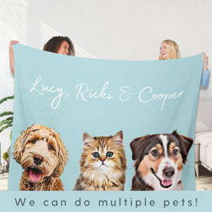 Custom Photo Pet Blanket | Personalized Gift for Dog/Cat Lovers, Pet Lovers, Dog Mom, Cat Mom, Dog Dad, Cat Dad | Blanket