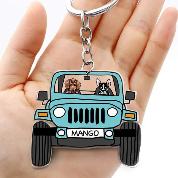 Off Road Dog Cats Keychain - Personalized Acrylic Keychain - Gift For Dog/Cat Lovers, Pet Lovers, Dog Mom, Cat Mom, Dog Dad, Cat Dad