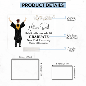 Graduation Gifts, Presents & Ideas For Him, Grad Ceremony, Commencement, Convocation, College & uni University, Personalized Custom Acrylic Plaque - Suzitee Store