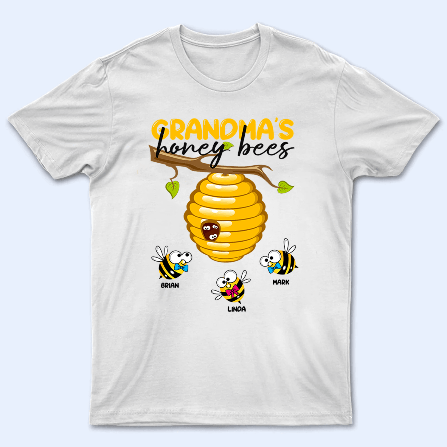 Grandma's Honey Bees - Personalized Custom T Shirt - Gift for Grandma/Nana/Mimi, Mom, Wife, Grandparent - Suzitee Store