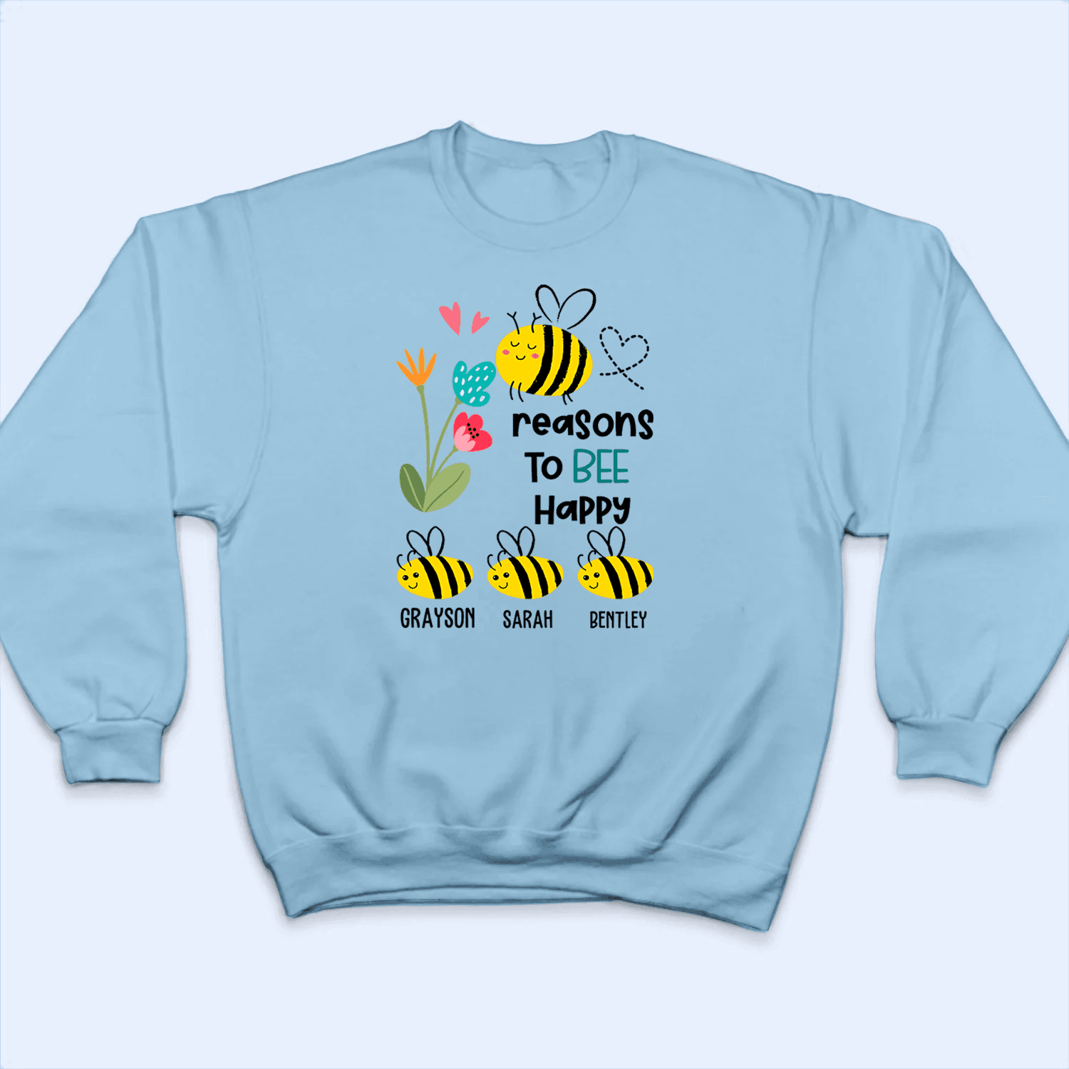 Grandma's Reasons to BEE Happy Bees - Personalized Custom T Shirt - Gift for Grandma/Nana/Mimi, Mom, Wife, Grandparent - Suzitee Store