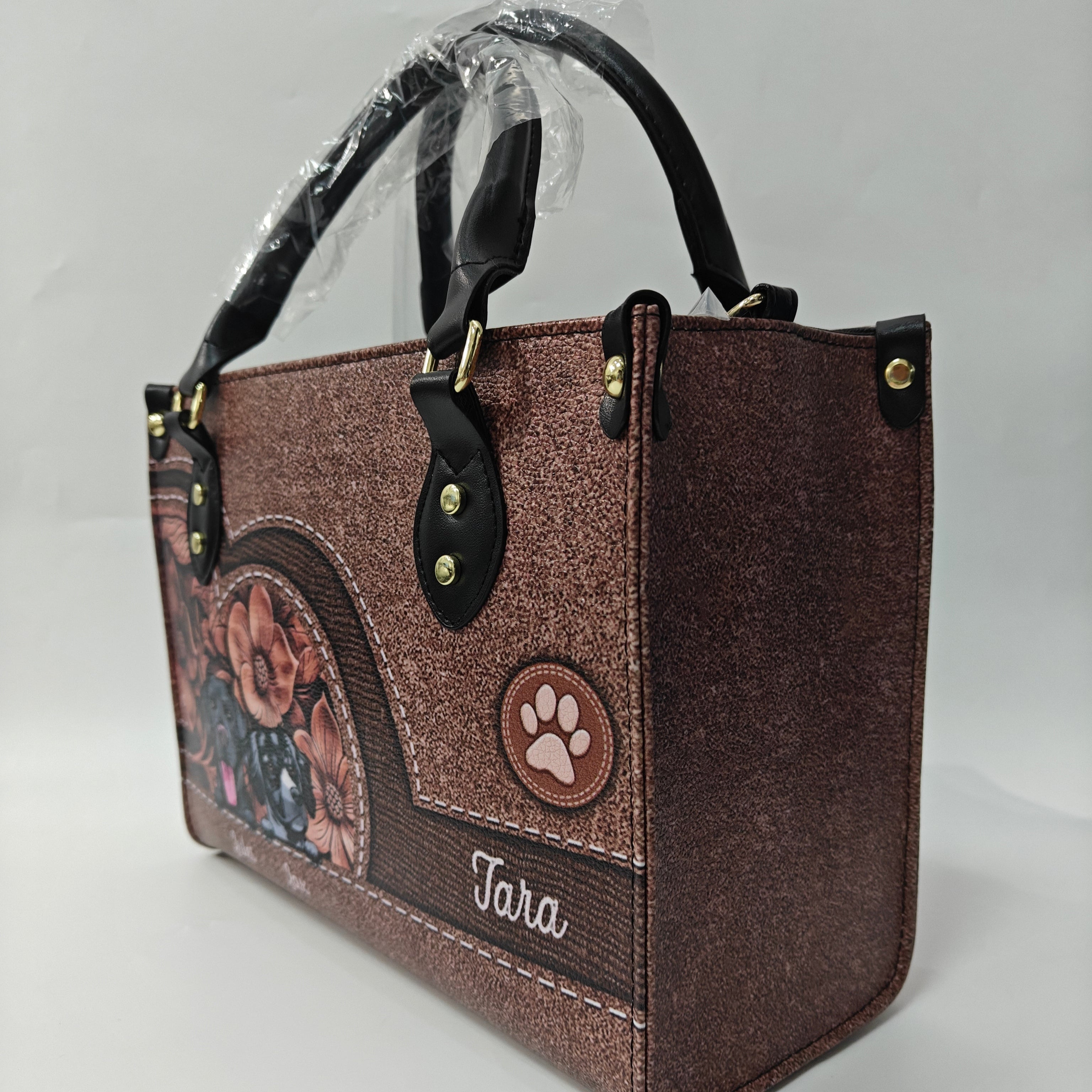 Dog Personalized Leather Handbag, Personalized Gift for Dog Lovers, Dog Dad, Dog Mom