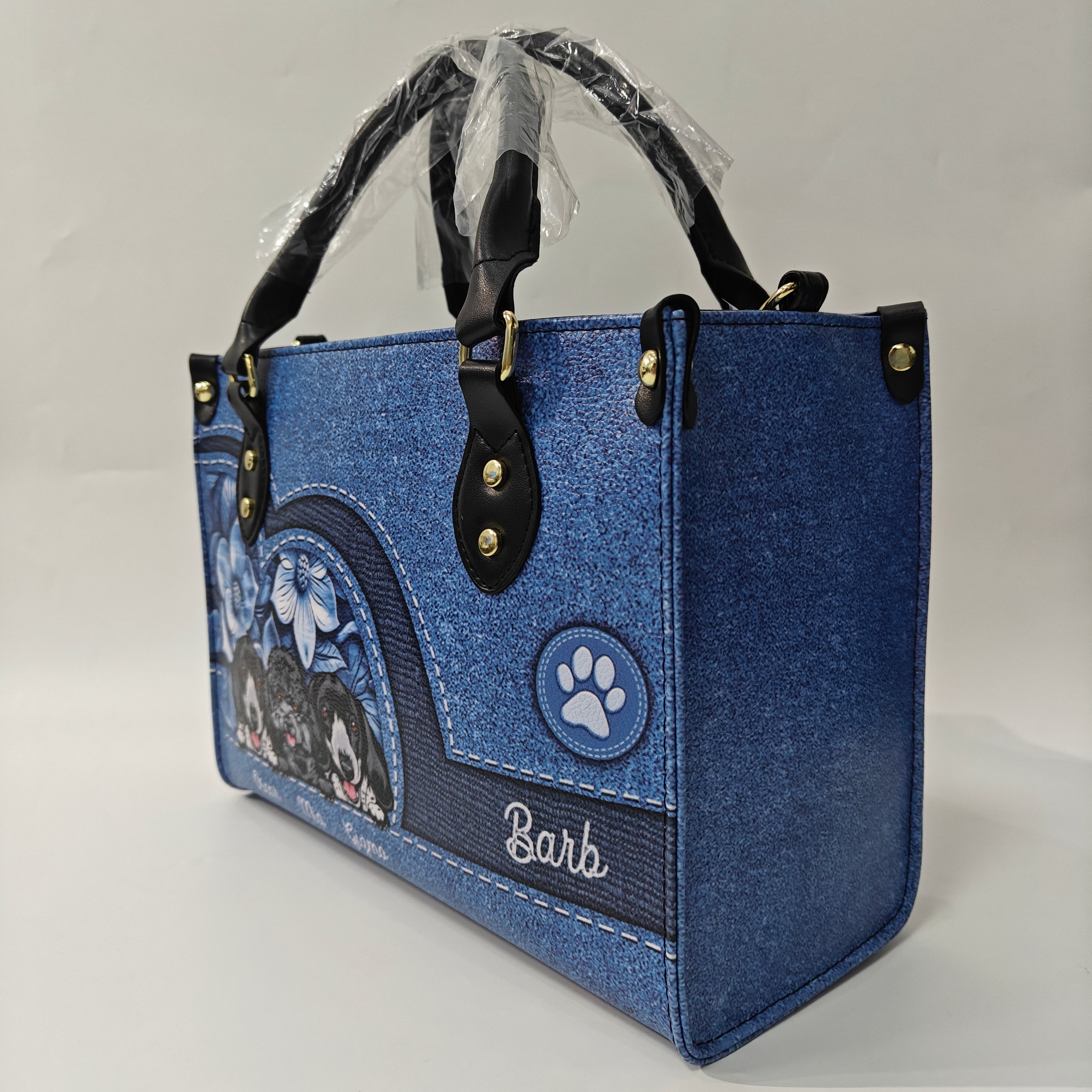 Dog Personalized Leather Handbag, Personalized Gift for Dog Lovers, Dog Dad, Dog Mom