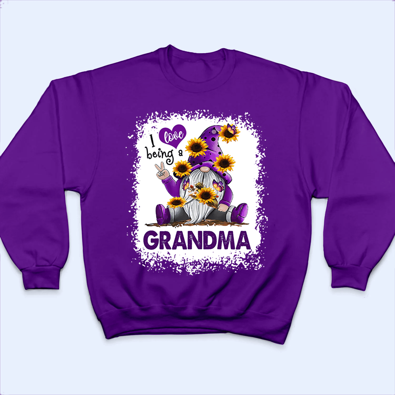 I Love Being A Grandma Gnome - Personalized Custom T Shirt - Birthday, Loving, Funny Gift for Grandma/Nana/Mimi, Mom, Wife, Grandparent - Purple - Suzitee Store