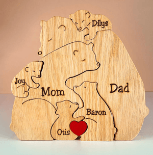 Wooden Bear Family Puzzle - Gift for Family Members, Parent, Grandparent, Mom and Dad, Grandma & Grandpa, Mother's Day, Father's Day - Suzitee Store