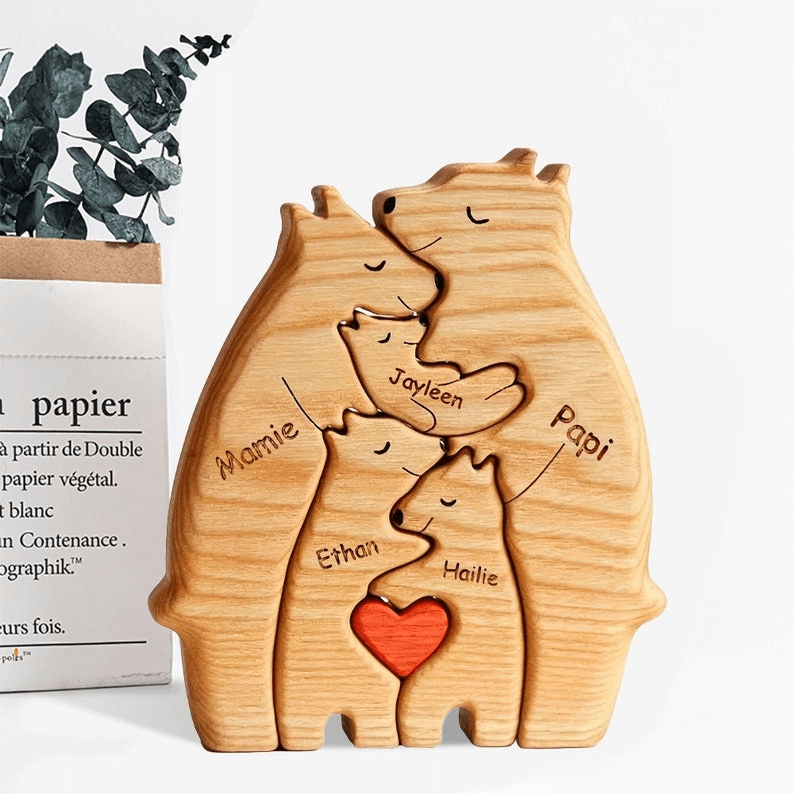 We Are One Wooden Bear Family Puzzle - Gift for Family Members, Parent, Grandparent, Mom and Dad, Grandma & Grandpa, Mother's Day, Father's Day - Suzitee Store