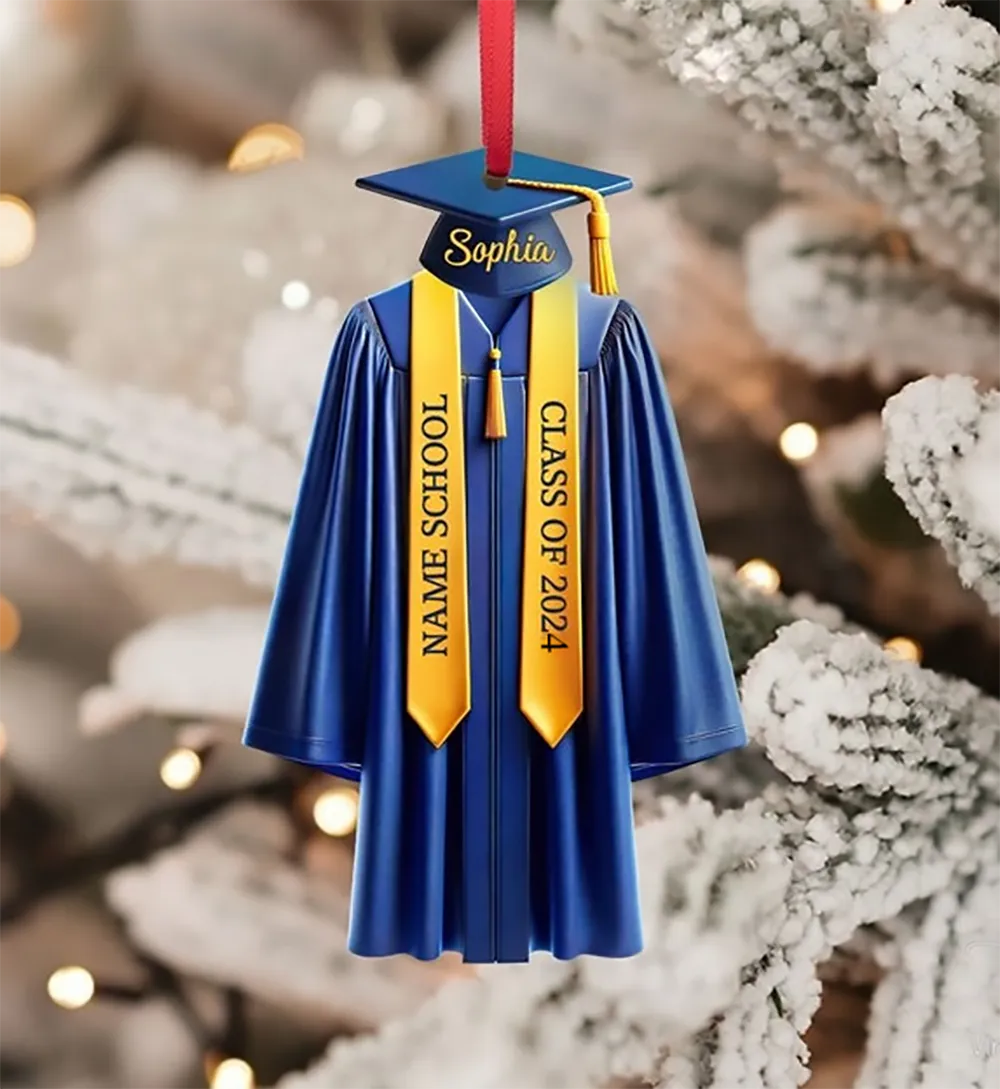 Graduation Ornament - Personalized Custom Shaped Acrylic Ornament - Class Of 2024, Graduation Gift