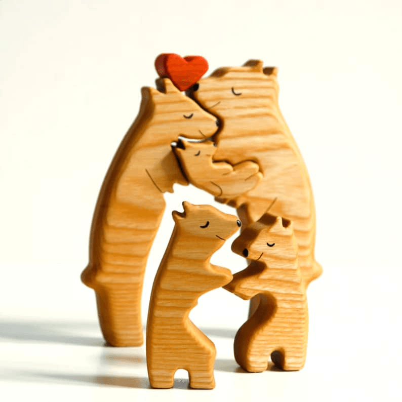 We Are One Wooden Bear Family Puzzle - Gift for Family Members, Parent, Grandparent, Mom and Dad, Grandma & Grandpa, Mother's Day, Father's Day - Suzitee Store