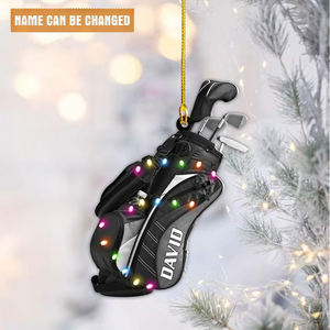 Golf Bag Christmas - Personalized Custom Shaped Acrylic Ornament - Christmas For Golfers, Golf Lovers