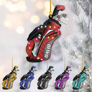 Golf Bag Christmas - Personalized Custom Shaped Acrylic Ornament - Christmas For Golfers, Golf Lovers