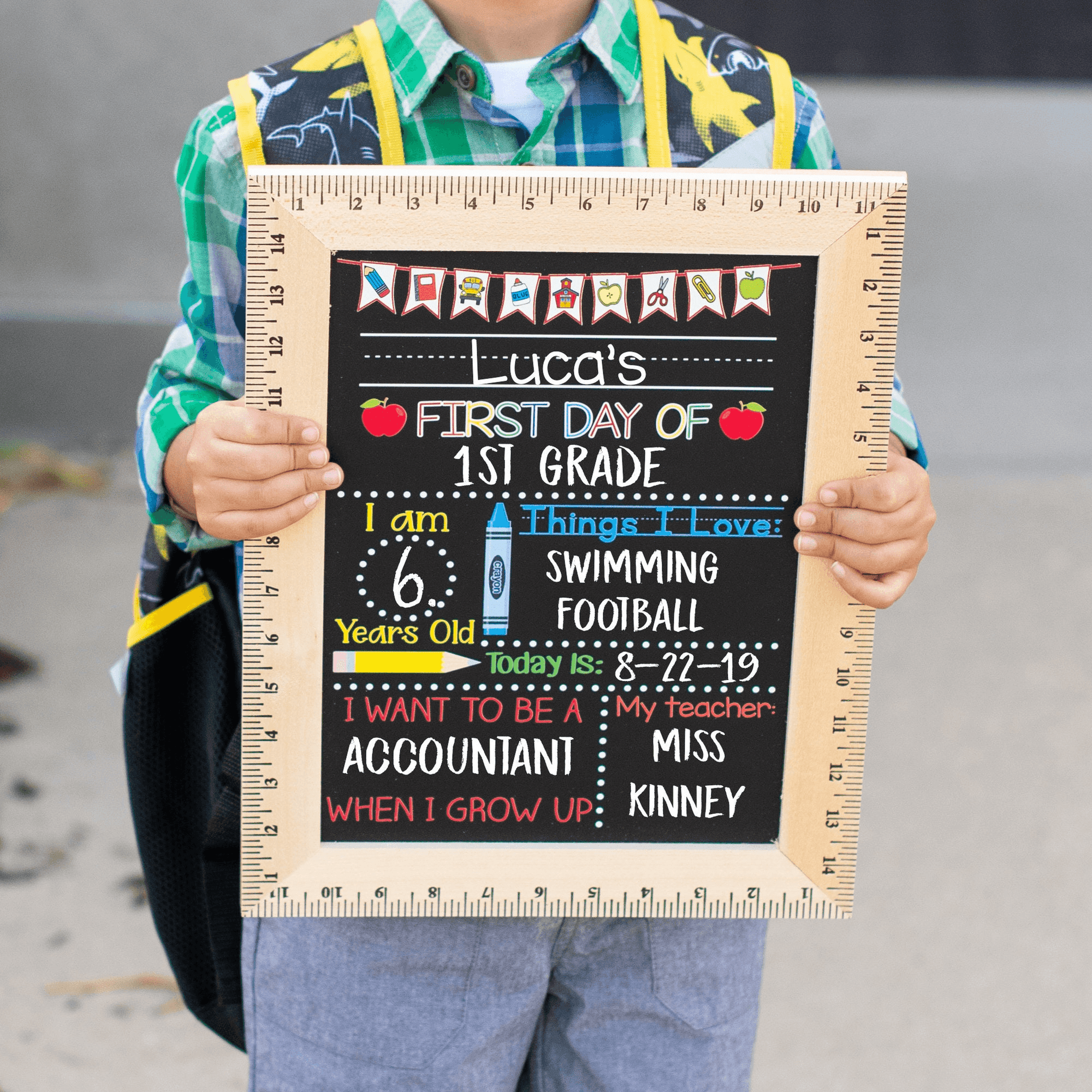 First Day of School Sign, Last Day of School Sign, Back to School Chalkboard, Kindergarten Sign, Personalized Sign, Dry Erase Board, Reusable Chalkboard Sign