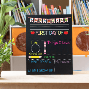 Custom First Day of School Sign, First Day of Kindergarten, 1st Day of Preschool, PreK, Nursery, Personalized & Reusable Chalkboard for Back to School