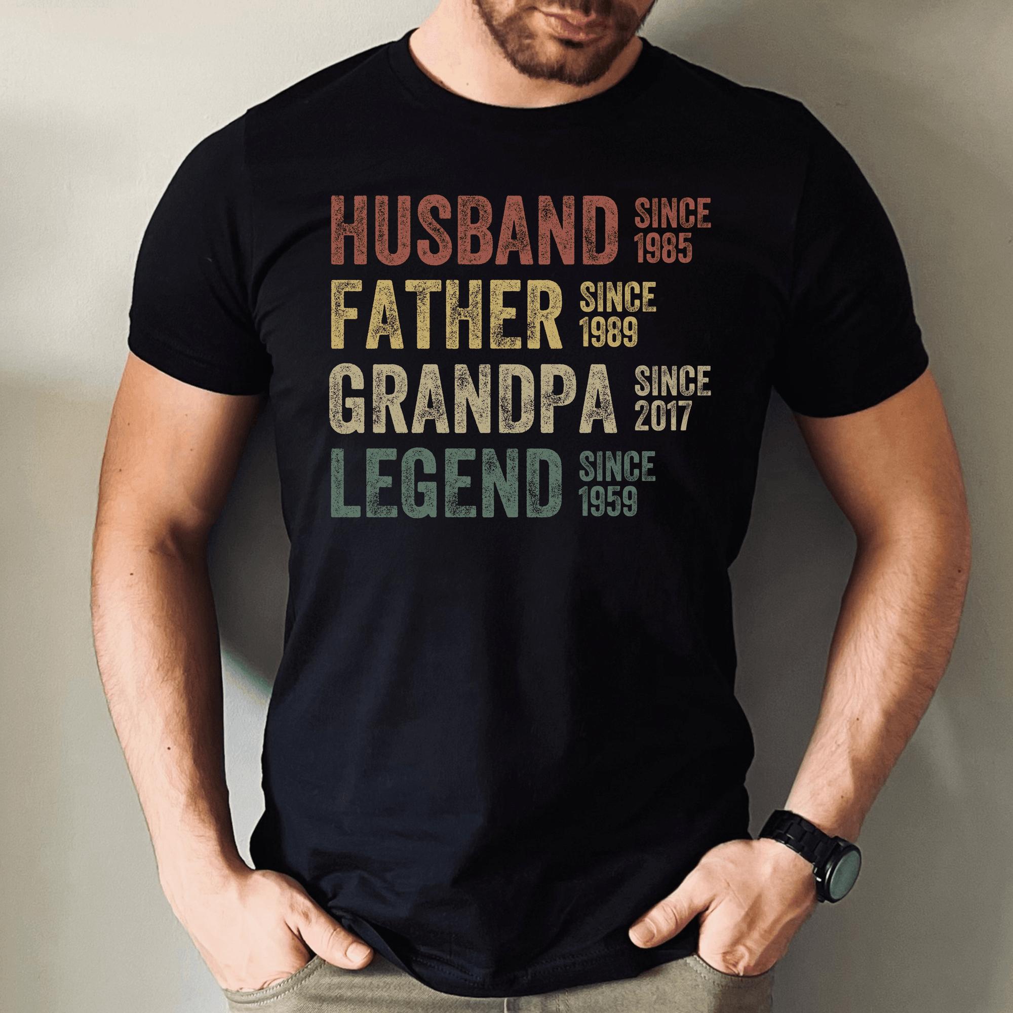 Husband, Father, Grandpa, Legend: The Journey of a Lifetime - Personalized Custom Year T Shirt - Father's Day, Birthday Gift for Dad, Grandpa, Husband, Daddy, Dada, Papa, Dad Jokes - Suzitee Store