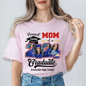 Custom Photo Proud Family Of A Class Of 2024 Graduate Senior - Personalized Custom Graduation T Shirt - Loving Gift for Grandma, Grandpa, Mom, Dad, Brother, Sister, Aunt, Uncle - Suzitee Store