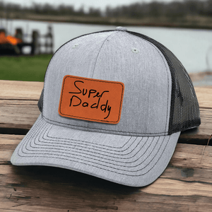 Custom Kids Handwriting Trucker Hat - Personalized Engraved Leather Patch Hat - Custom Father's Day Gift for Him, Husband, Daddy, Grandpa, Dad Hat, Dad Gift From Daughter, Custom Dad Cap, Gift For Dad From Kids, Dad Gift Handwritten