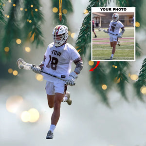 Custom Photo Lacrosse Players Christmas Ornament, Personalized Gift with Picture for Lacrosse Lover, Player & Team | Christmas Decor, Acrylic Ornament