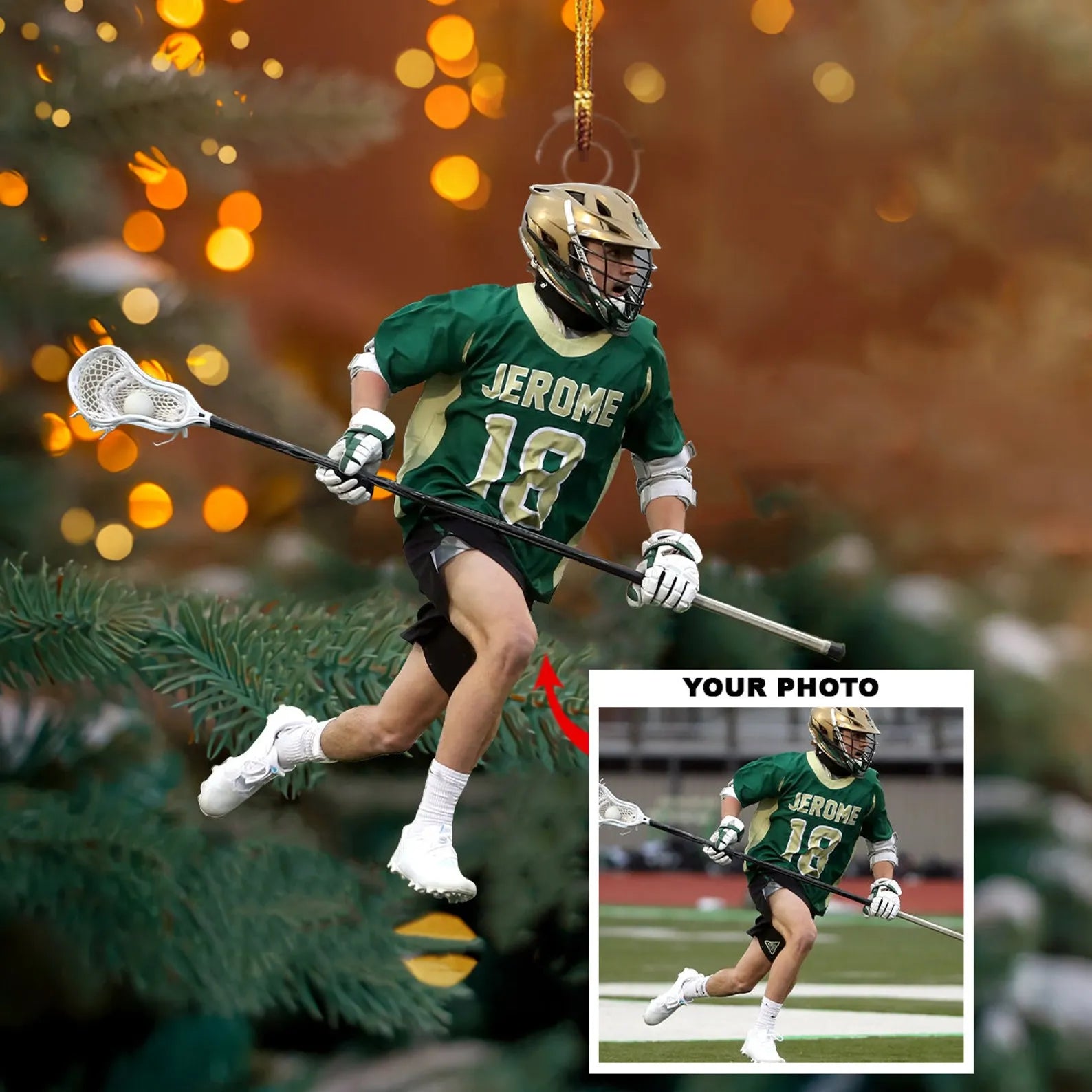 Custom Photo Lacrosse Players Christmas Ornament, Personalized Gift with Picture for Lacrosse Lover, Player & Team | Christmas Decor, Acrylic Ornament