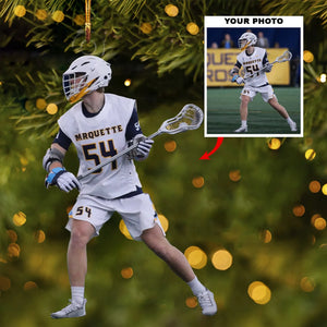 Custom Photo Lacrosse Players Christmas Ornament, Personalized Gift with Picture for Lacrosse Lover, Player & Team | Christmas Decor, Acrylic Ornament