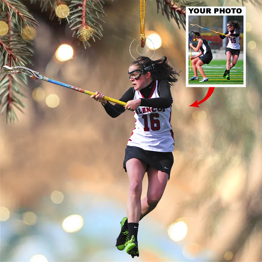 Custom Photo Lacrosse Players Christmas Ornament, Personalized Gift with Picture for Lacrosse Lover, Player & Team | Christmas Decor, Acrylic Ornament