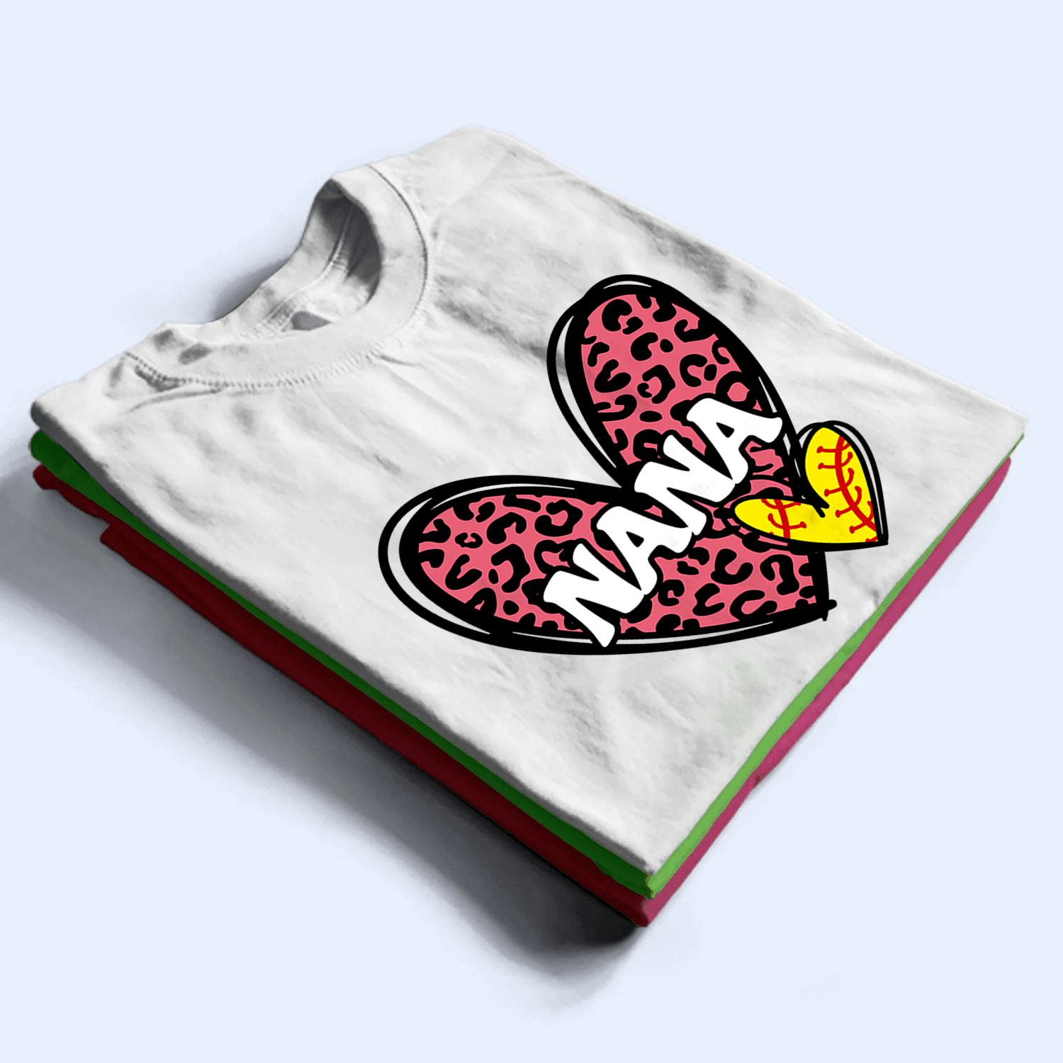 Leopard Heart Sporty Grandma - Personalized Custom T Shirt - Gift for Grandma/Nana/Mimi, Mom, Wife, Grandparent - Suzitee Store