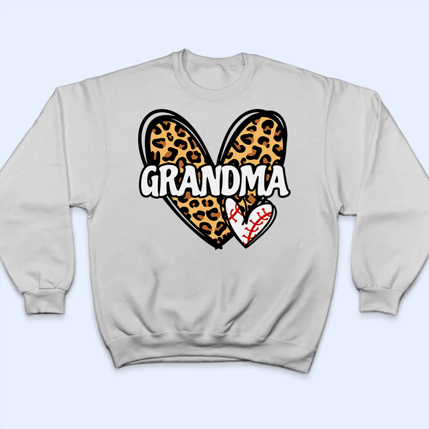 Leopard Heart Sporty Grandma - Personalized Custom T Shirt - Gift for Grandma/Nana/Mimi, Mom, Wife, Grandparent - Suzitee Store