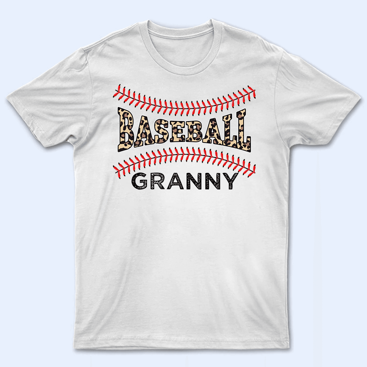 Leopard Print Baseball Stitches - Baseball/ Softball Personalized Leos Custom T Shirt - Birthday, Loving, Funny Gift for Grandma/Nana/Mimi, Mom, Wife, Grandparent - Suzitee Store