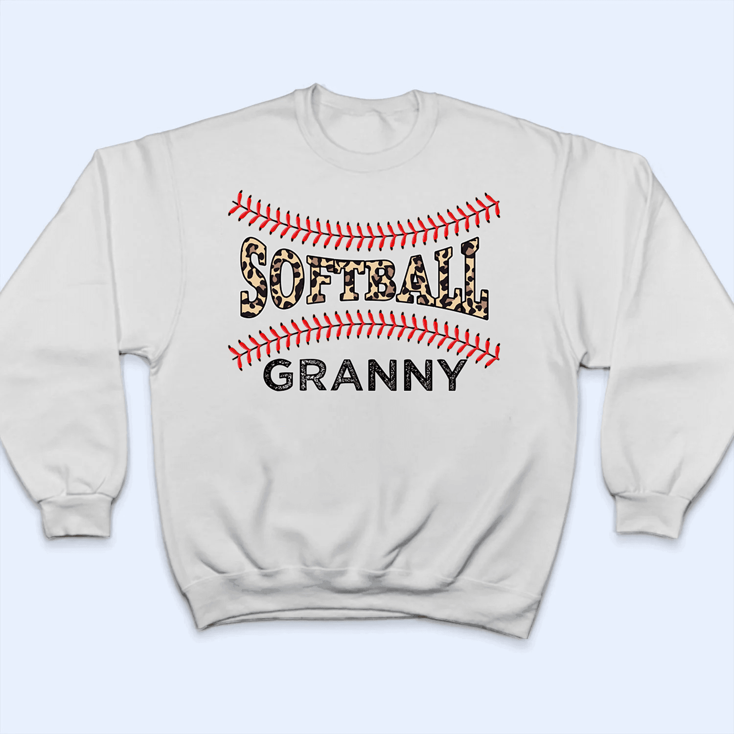 Leopard Print Baseball Stitches - Baseball/ Softball Personalized Leos Custom T Shirt - Birthday, Loving, Funny Gift for Grandma/Nana/Mimi, Mom, Wife, Grandparent - Suzitee Store