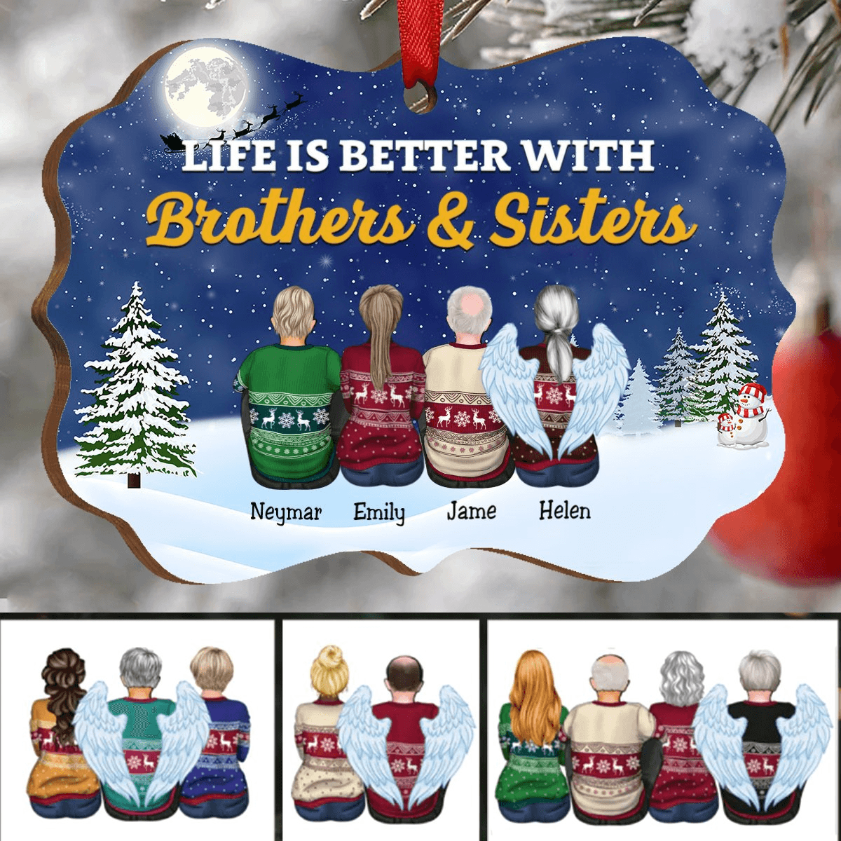 Life Is Better With Brothers & Sisters - Personalized Ornament - Chirs -  Suzitee Store