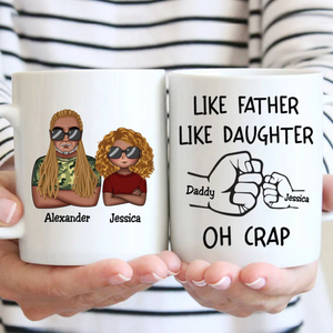 Like Father Like Daughter Fist Bump Handshake - Personalized Custom Mug - Gift For Gift For Dad, Father's Day