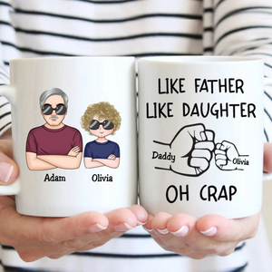 Like Father Like Daughter Fist Bump Handshake - Personalized Custom Mug - Gift For Gift For Dad, Father's Day