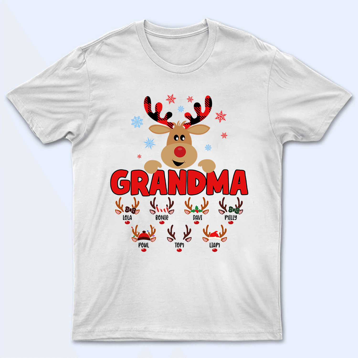 Lovely Reindeer Squad - Personalized Custom T Shirt - Birthday, Loving, Funny Gift for Grandma/Nana/Mimi, Mom, Wife, Grandparent - Suzitee Store