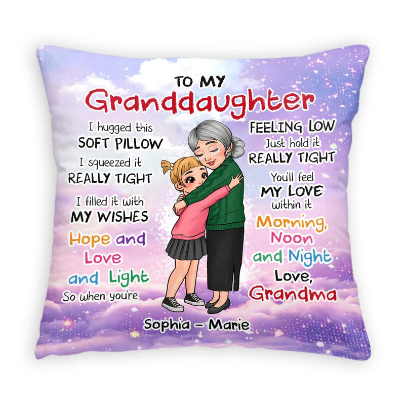 Grandma Hugged This Soft Pillow - Personalized Custom Pillow - Gift For Granddaughter, Grandson, Kids