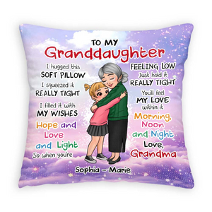 Grandma Hugged This Soft Pillow - Personalized Custom Pillow - Gift For Granddaughter, Grandson, Kids