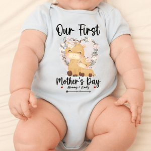 Our First Mother's Day Baby Onesie - Personalized Custom T Shirt - Gift for Mom & Baby, Mother's Day Gift - Suzitee Store