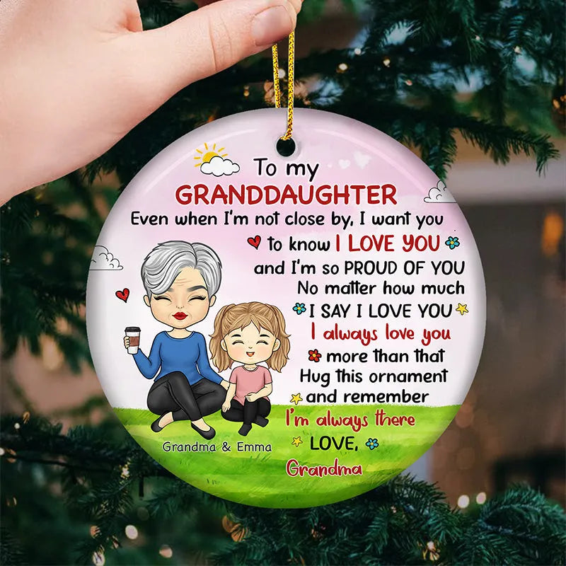 I'm So Proud Of You - Personalized Circle Ceramic Ornament - Christmas Gift For Grandma/Nana/Mimi, Mom, Wife, Grandparent