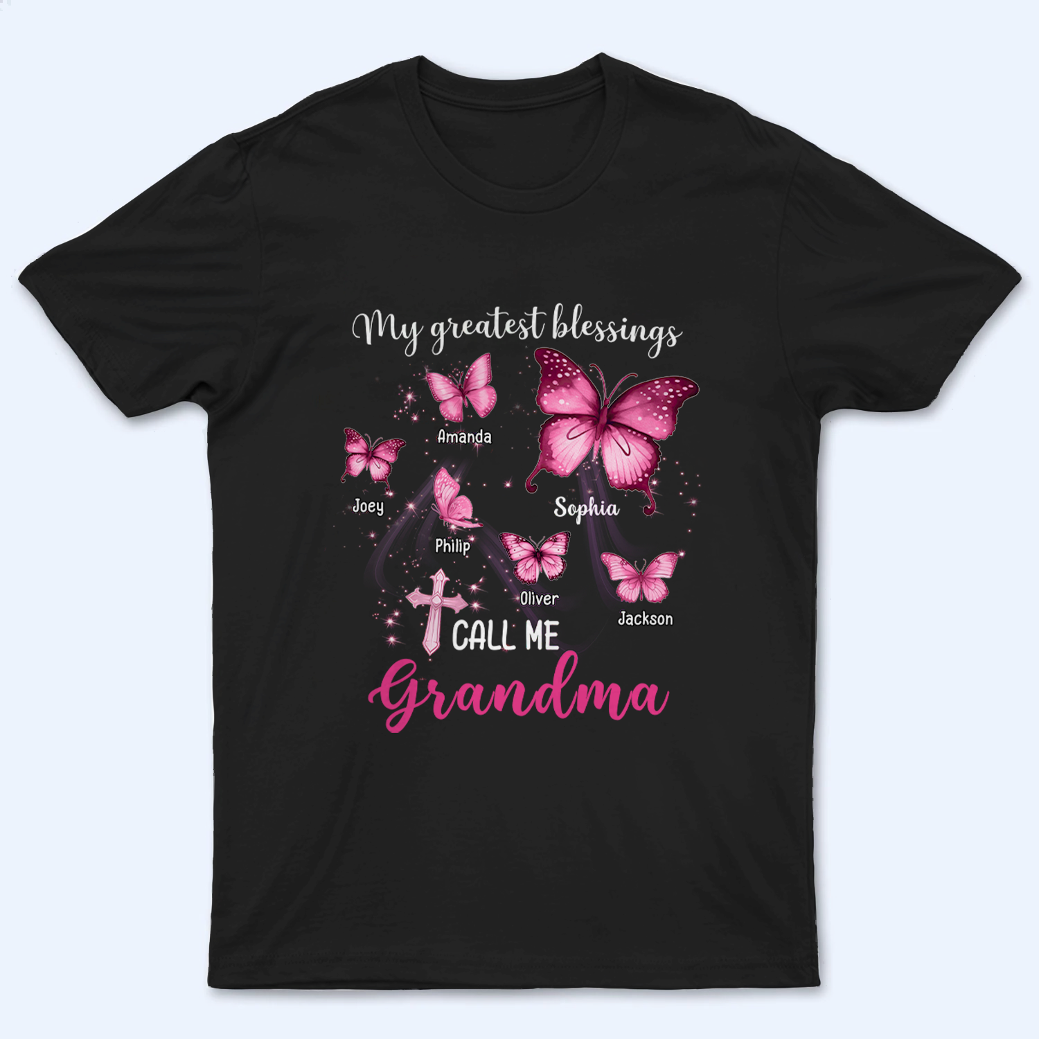 My Greatest Blessings Butterfly - Personalized Custom T Shirt - Christmas Gift for Grandma/Grandparent