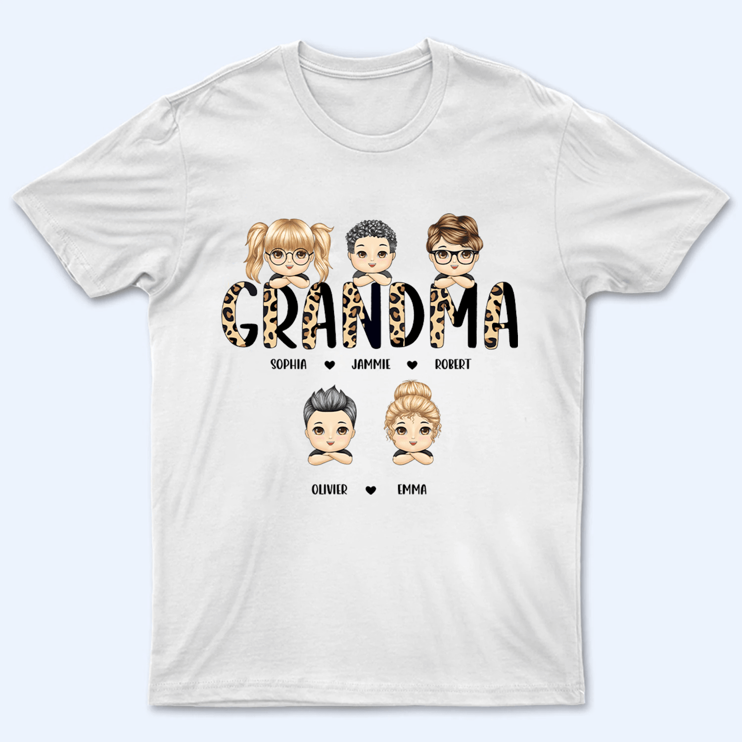 Leopard Grandma Title - Personalized Custom T Shirt - Gift for Grandma/Nana/Mimi, Mom, Wife, Mother's Day - Suzitee Store