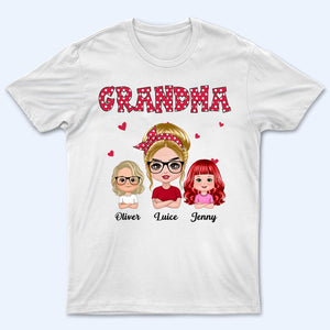 Polka Dot Pattern Grandma And Grandkids - Personalized Custom T Shirt -  Gift for Grandma/Grandparent