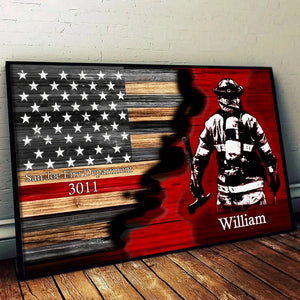 Half Thin Red Line Bunker Gear - Personalized Poster/Canvas - Gift For Firefighter, Paramedic