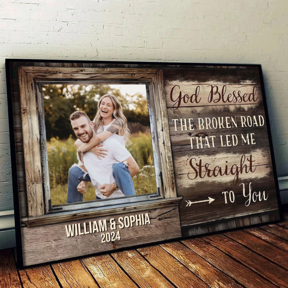 Custom Photo - God Bless Me Straight To You - Personalized Poster/Canvas - Gift For Her/Him, Husband/Wife, Couples on Anniversary, Valentine