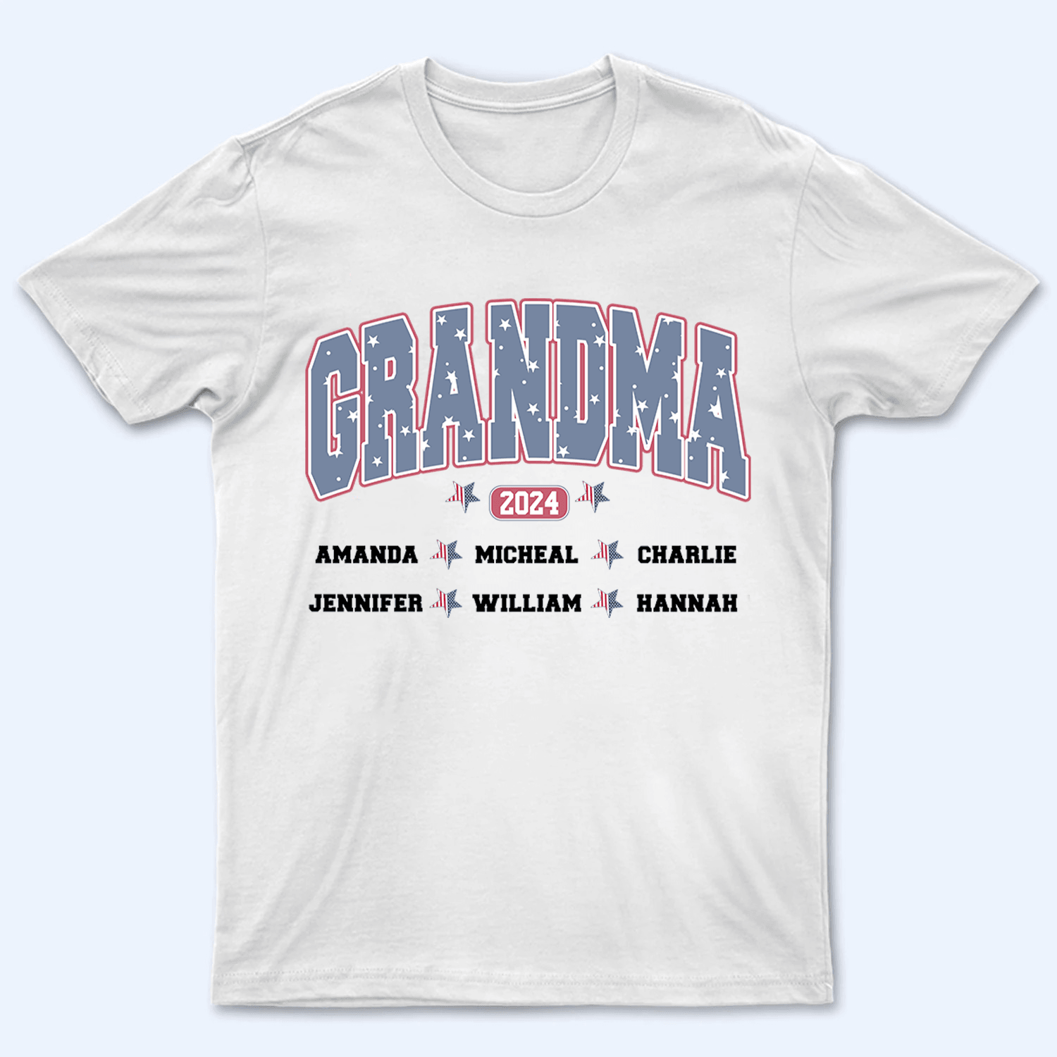 4th of July Grandma EST - Personalized Custom T Shirt - Gift for Grandma/Nana/Mimi, Mom, Wife, Grandparent
