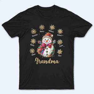 Grandma Christmas Snowman - Personalized Custom T Shirt - Christmas Gift for Grandma/Grandparent