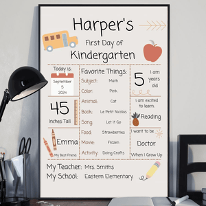 Back To School Sign - Personalized Vertical Poster - Back To School Gift For Student Kids, Son, Daughter