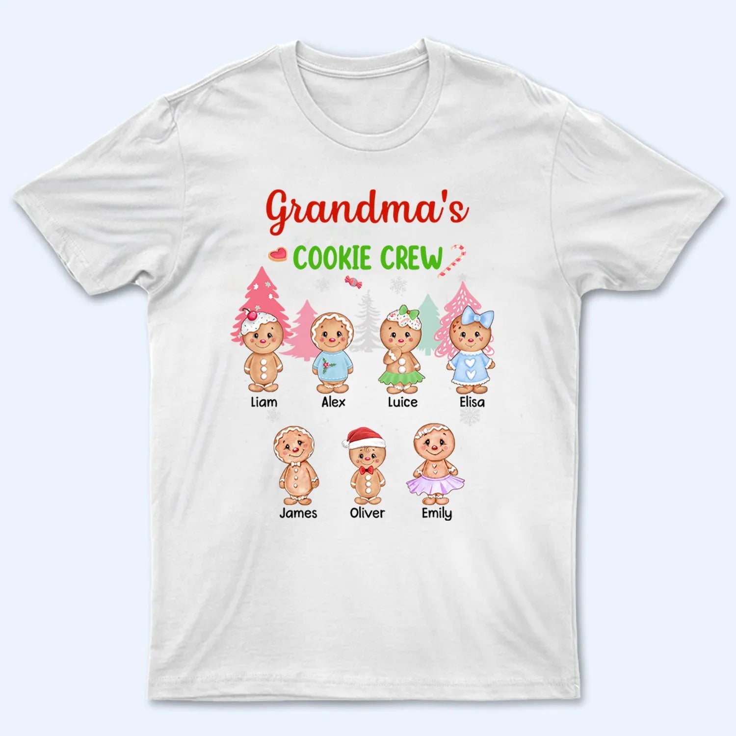 Grandma's Cookie Crew - Personalized Custom T Shirt - Christmas Gift For Grandma/Nana/Mimi, Mom, Wife, Grandparent