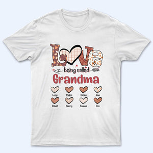 Hello Fall Love Being Called Grandma - Personalized Custom T Shirt - Gift for Grandma/Nana/Mimi, Mom, Wife, Grandparent