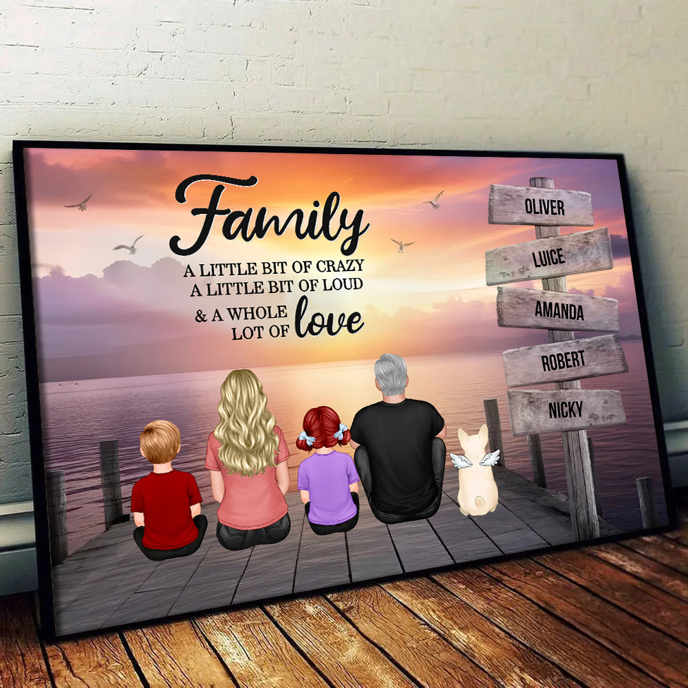 Retro Vintage Family A Little Whole Lot of Love Sign Posts - Personalized Poster/Canvas - Gift For Family Members, Mom and Dad