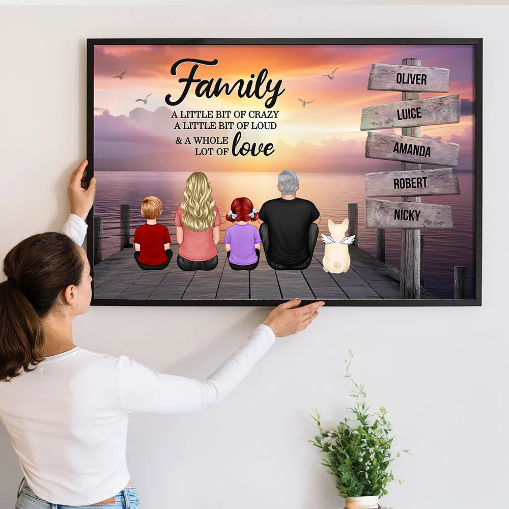 Retro Vintage Family A Little Whole Lot of Love Sign Posts - Personalized Poster/Canvas - Gift For Family Members, Mom and Dad