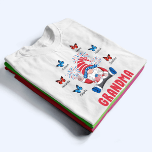 Gnome 4th Of July for Grandma Blessed With Grandkids Butterfly - Personalized Custom T Shirt - Gift for Grandma/Nana/Mimi, Mom, Wife, Grandparent